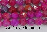 CAG9951 15.5 inches 6mm faceted nuggets fuchsia crazy lace agate beads