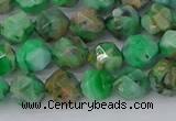 CAG9963 15.5 inches 6mm faceted nuggets green crazy lace agate beads