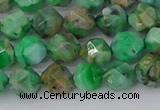 CAG9963 15.5 inches 6mm faceted nuggets green crazy lace agate beads