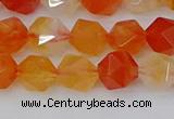 CAG9976 15.5 inches 8mm faceted nuggets red agate beads