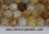 CAG9993 15.5 inches 6mm faceted nuggets ocean fossil agate beads