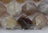 CAG9996 15.5 inches 12mm faceted nuggets ocean fossil agate beads