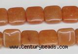 CAJ155 15.5 inches 12*12mm square red aventurine jade beads