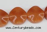 CAJ171 15.5 inches 20mm wavy coin red aventurine jade beads