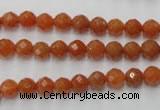 CAJ361 15.5 inches 6mm faceted round red aventurine beads wholesale