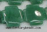 CAJ58 15.5 inches 25*25mm cross green aventurine jade beads wholesale