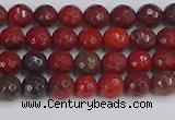 CAJ758 15.5 inches 4mm faceted round apple jasper beads