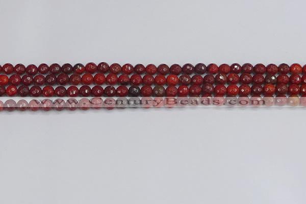 CAJ758 15.5 inches 4mm faceted round apple jasper beads