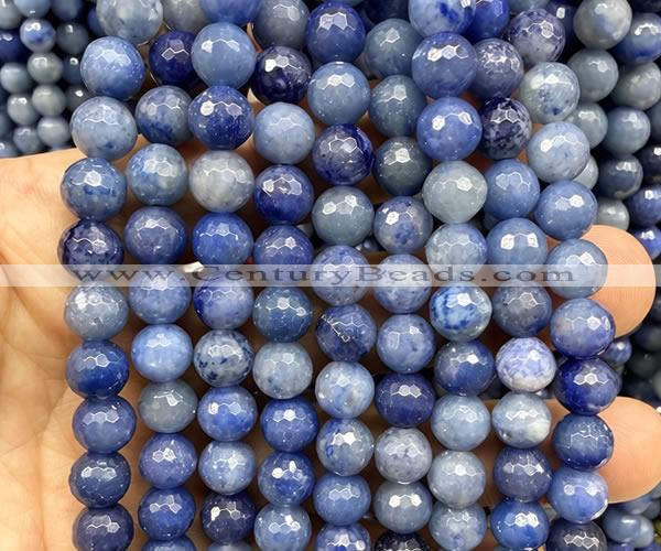 CAJ895 15 inches 8mm faceted round blue aventurine beads wholesale