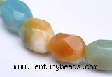 CAM11 faceted pebble 7*12mm natural amazonite beads Wholesale