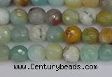 CAM1458 15.5 inches 4mm faceted round amazonite beads wholesale