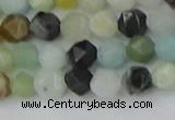 CAM1466 15.5 inches 6mm faceted nuggets black amazonite beads