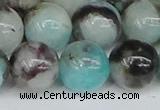 CAM1485 15.5 inches 14mm round Madagascar black amazonite beads