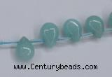 CAM154 8*12mm top-drilled flat teardrop amazonite gemstone beads