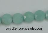 CAM155 15.5 inches 12mm faceted coin amazonite gemstone beads