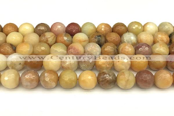 CAM1778 15 inches 12mm faceted round yellow amazonite beads