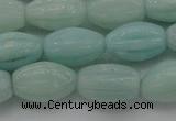 CAM360 15.5 inches 10*15mm carved rice amazonite gemstone beads