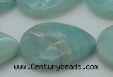 CAM365 15.5 inches 22*30mm faceted flat teardrop amazonite beads