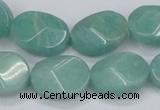 CAM411 15.5 inches 13*18mm wavy oval natural russian amazonite beads