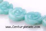 CAM80 5*16mm carved flower natural amazonite beads Wholesale