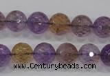 CAN11 15.5 inches 12mm faceted round natural ametrine gemstone beads