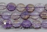 CAN42 15.5 inches 14mm flat round natural ametrine gemstone beads