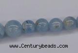 CAQ130 15.5 inches multi-size round natural aquamarine beads