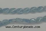 CAQ148 15.5 inches 6*8mm twisted oval natural aquamarine beads