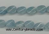 CAQ149 15.5 inches 8*12mm twisted oval natural aquamarine beads