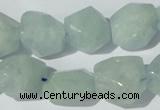 CAQ210 15.5 inches 14*16mm faceted nugget natural aquamarine beads