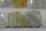 CAQ398 15.5 inches 20*20mm faceted square natural aquamarine beads