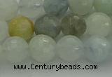 CAQ437 15.5 inches 8mm faceted round natural aquamarine beads