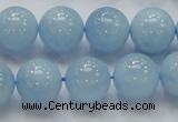 CAQ50 15.5 inches 14mm round natural aquamarine gemstone beads