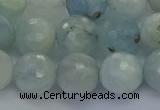 CAQ554 15.5 inches 10mm faceted round natural aquamarine beads