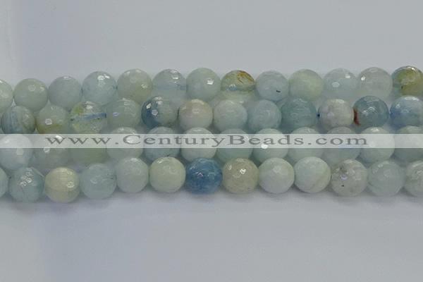 CAQ556 15.5 inches 14mm faceted round natural aquamarine beads