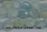 CAQ568 15.5 inches 7mm faceted coin natural aquamarine beads