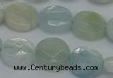 CAQ569 15.5 inches 9mm faceted coin natural aquamarine beads