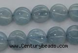 CAQ68 15.5 inches 12*12mm flat round natural aquamarine beads wholesale