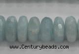 CAQ73 15.5 inches 6*13mm faceted rondelle AB grade aquamarine beads
