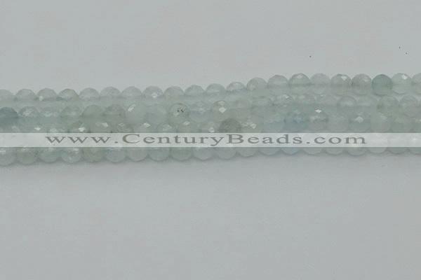 CAQ820 15.5 inches 6mm faceted round aquamarine beads wholesale