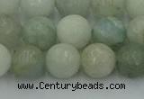 CAQ838 15.5 inches 10mm faceted round aquamarine beads wholesale