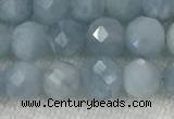 CAQ858 15.5 inches 6mm faceted round aquamarine gemstone beads