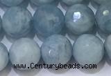 CAQ871 15.5 inches 8mmm faceted round aquamarine beads wholesale