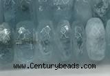 CAQ894 15.5 inches 5*12mm faceted rondelle aquamarine beads