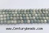 CAQ913 15.5 inches 10mm faceted round aquamarine beads wholesale