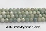 CAQ914 15.5 inches 12mm faceted round aquamarine beads wholesale