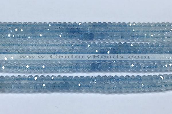 CAQ944 15 inches 3*4mm faceted rondelle aquamarine beads