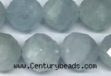 CAQ947 15 inches 10mm faceted round aquamarine beads