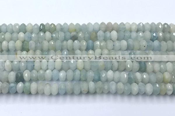 CAQ953 15 inches 6*8mm faceted rondelle aquamarine beads