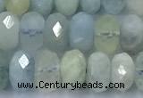 CAQ954 15 inches 6*8mm faceted rondelle aquamarine beads